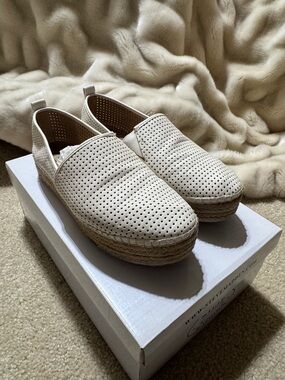 Steve Madden Cream Perforated Espadrille Platform Slip-Ons